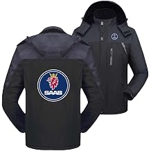 Men Detachable Hood Mountain Jacket Outwear Tops for S.A.A.B Walking Ski Suits Thick Breathable Windbreaker Print Full Zip Coats Stitching Parka-Black||S