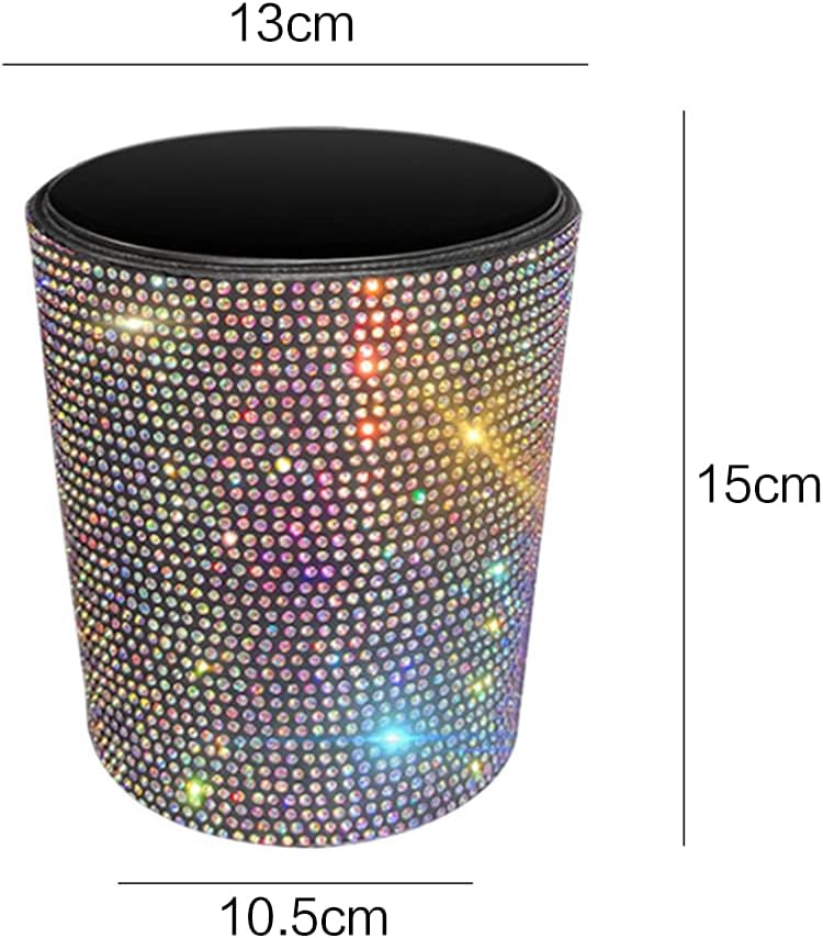 Bling Car Trash Can, Glitter Diamond Container, Hanging Garbage Bin, Multifunctional Organizer Storage Box, Universal Dustbin, White