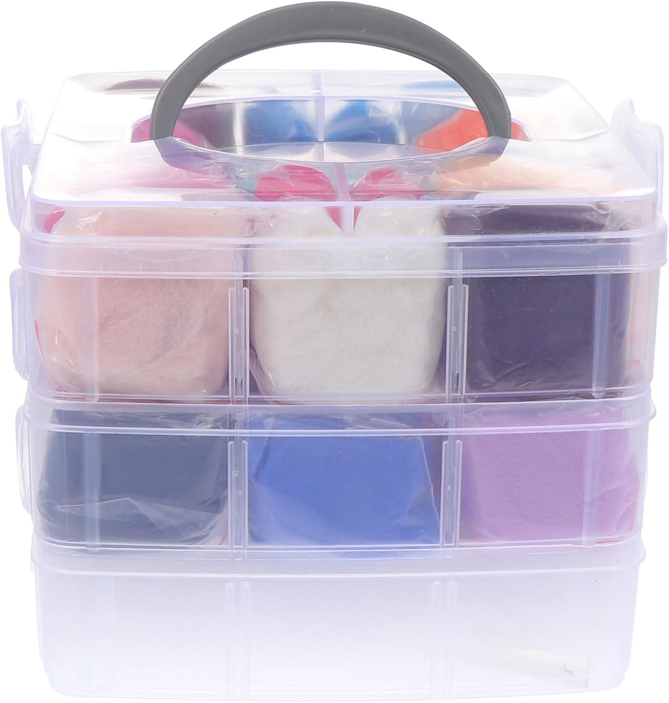 UKCOCO 1 Box Needle Felting Kit Color Wool Roving and Felting Needles DIY Wool Craft Tools for Making Animals Dolls Jewelry and Transparent Storage Box Included