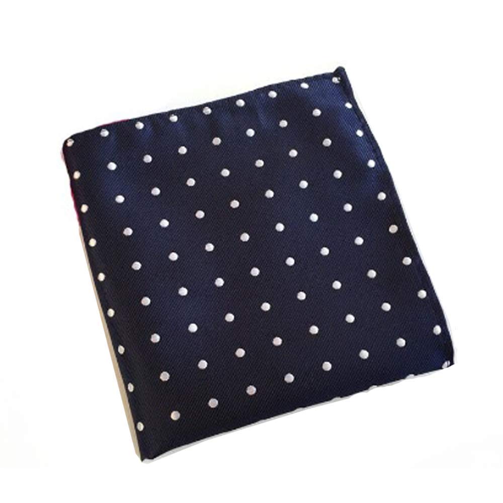 Dark Navy Blue Polka Premium Mens Solid Micro Fiber Silk Satin Pocket Square Wedding Handkerchiefs-image-24