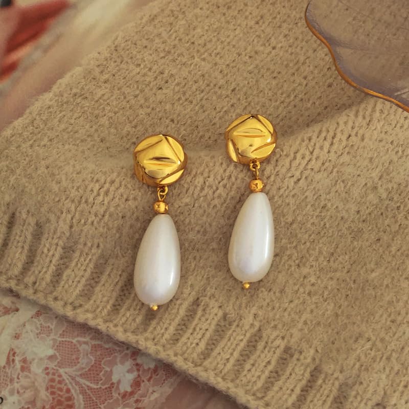 Boucles d'oreilles pendantes perles baroques légères anti-perte grâce aux créoles dormeuses - 3