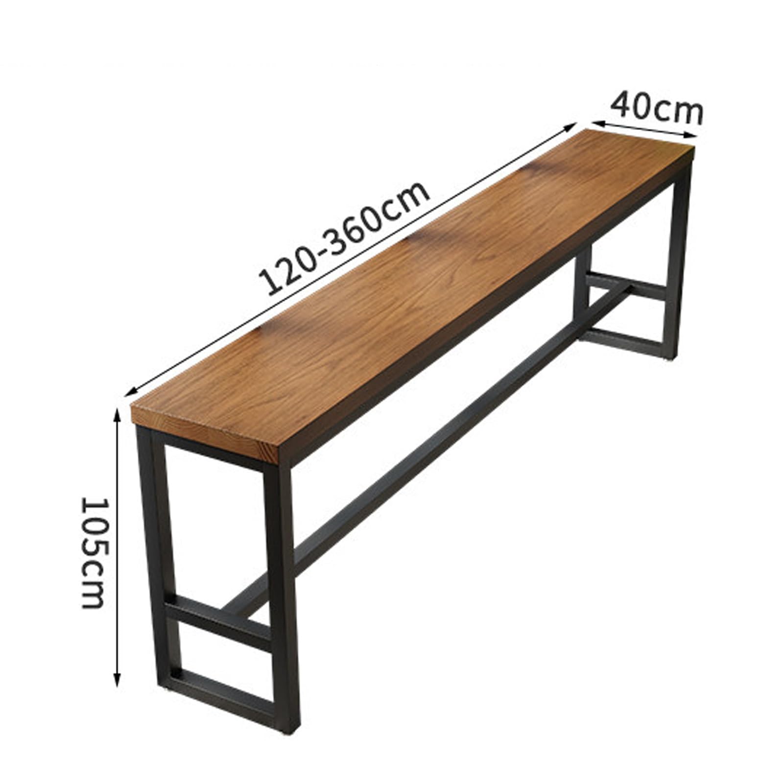 Tavolo da bar industriale in legno massello, stretto, con robusta struttura in metallo, lungo 160 cm, tavolo da pub per cucina o soggiorno (marrone, 104,9 cm H)