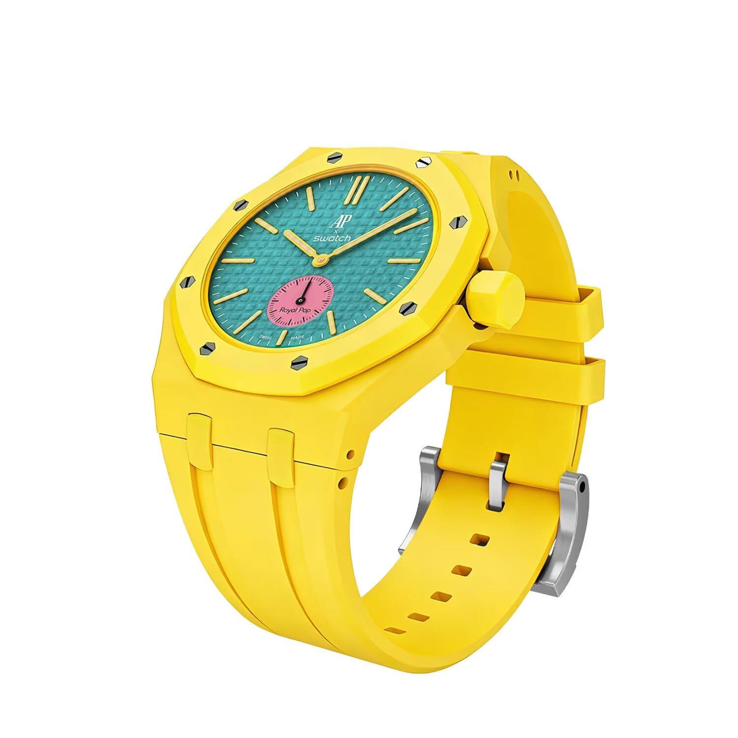 TingYR Correa Compatible con Swatch Royal Pop, Correa de Reloj de Silicona con Carcasa de Cerámica, Brazalete Cómodo e Impermeable.