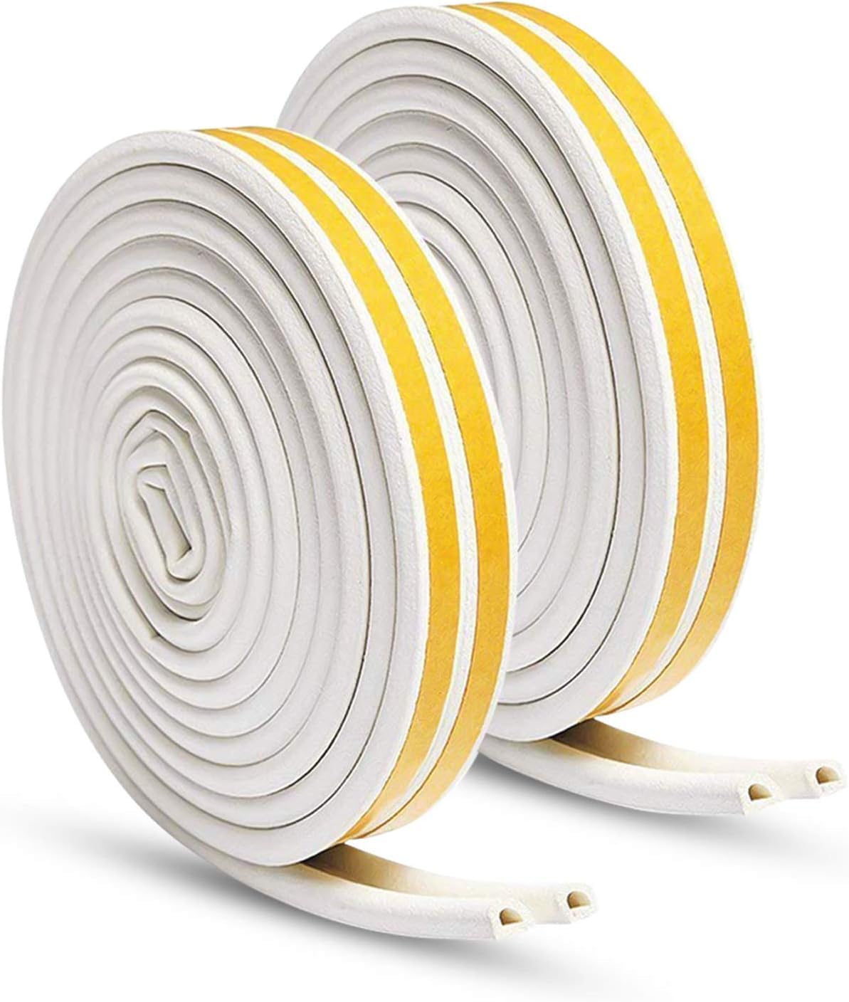 TCCO 2 PCS Weather Stripping Seal Strip(5M) for Window, High Density Foam Tape, Soundproofing, Insulation Strip, White