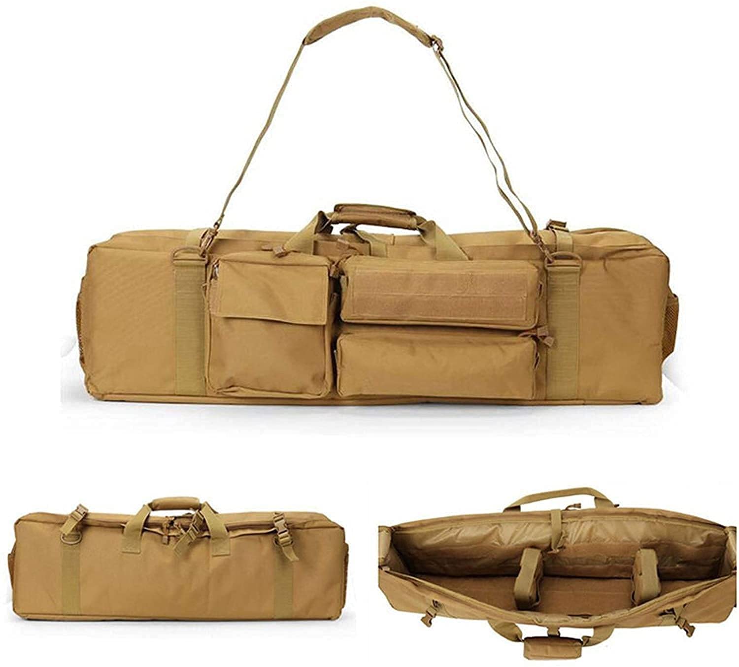 Bolsa para Doble Rifle, Bolso Táctico de Oxford Impermeable para Fusil Escopeta Larga, Compartimiento con Cierre para Cargador Munición Accesorios (Color : Black)