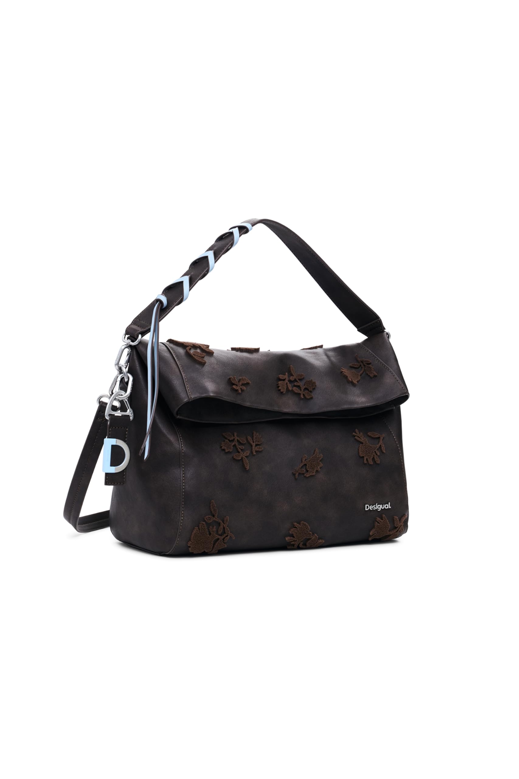 Desigual Schultertasche Umhängetasche Loverty 3.0 Stencil Flower Shoulder Bag Chocolate dunkelbraun