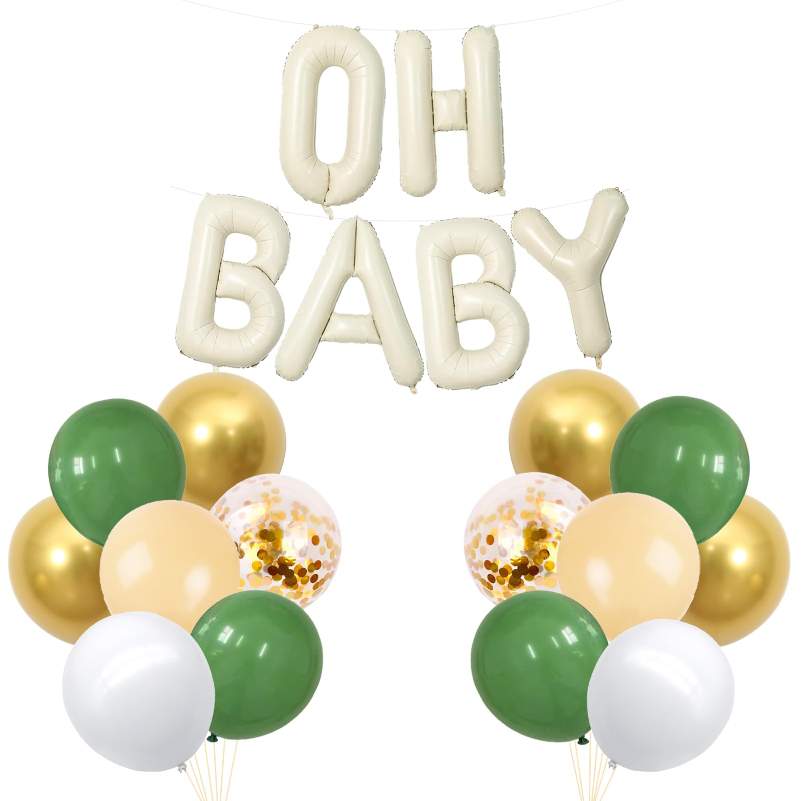 KOBOKO Oh Baby Luftballons – 15 Stück, Schwarz-gold-weiß, Für Babyparty, Gender Reveal, Mit Fuß- & Herz-Motiven