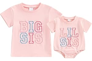 Toddler Baby Girl Boy Clothes Embroidery Bro/Sis Siblings Matching Outfits Toddler Big Brother/Sister Shirt