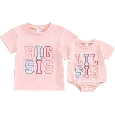 Toddler Baby Girl Boy Clothes Embroidery Bro/Sis Siblings Matching Outfits Toddler Big Brother/Sister Shirt