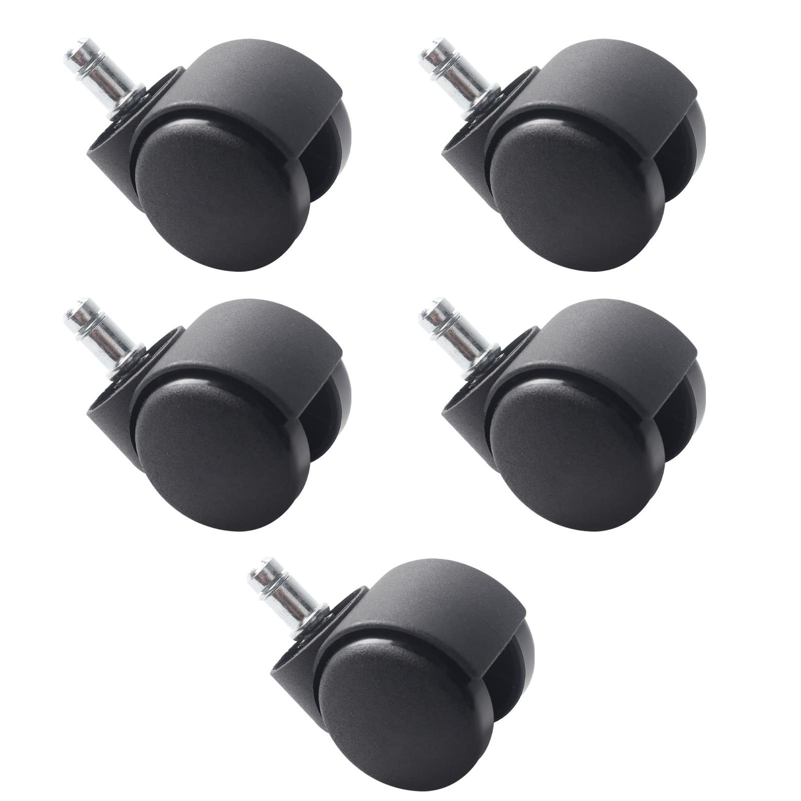 5Pcs Universal Office Chair Castor Wheels Replacement, Rollerblade Wheels for Office & Gaming Chairs, Supports up to 500lbs, Quiet, 50mm x 11mm