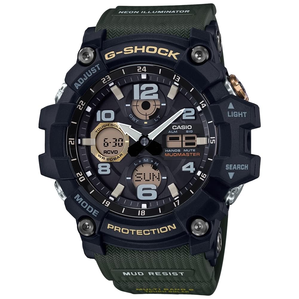 Casio Reloj Automático Hombre 56.00mm con dial Análogico-Digital Negro y Correa de Caucho Verde GWG-100-1A3ER