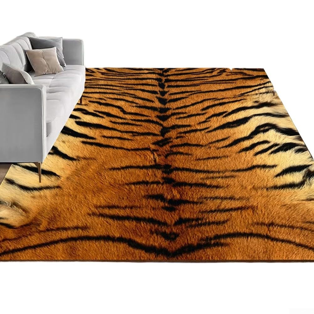 Tapis imprimé tigre antidérapant pour déco salon moderne