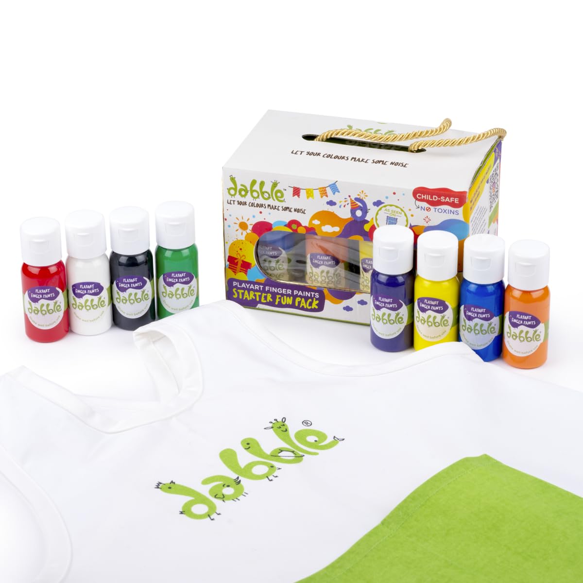 dabble Painting Apron for Kids with Non-Toxic Finger Paints | Waterproof, 100% Cotton, Free Size till the Age 5 | Washable Finger Paints for Preschoolers and Kids - Non-Toxic & Safe | Art and Craft (B0CV16CRJC) Amazon Price History, Amazon Price Tracker