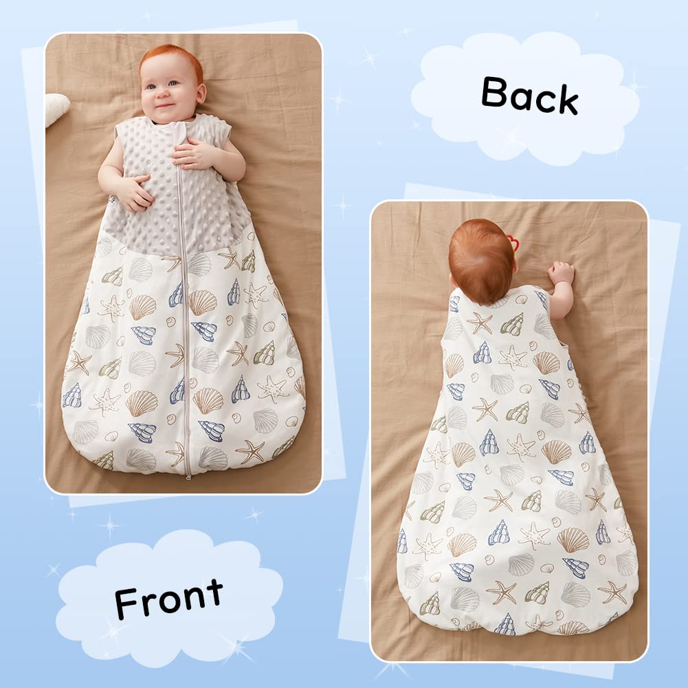 Fairy Baby Sacco Nanna per Neonati 1,5 Tog Sacco a Pelo Invernale per Neonato Coperta Indossabile in Cotone Morbido Swaddle (M(6-12 Mesi), Grigio)