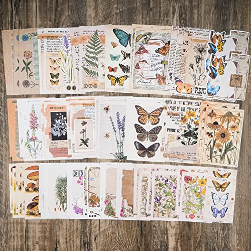 knaid vintage scrapbook supplies pack 200 pieces for junk journal bullet journals planners botanical paper stickers craft kits aesthetic cottagecore collage album nature