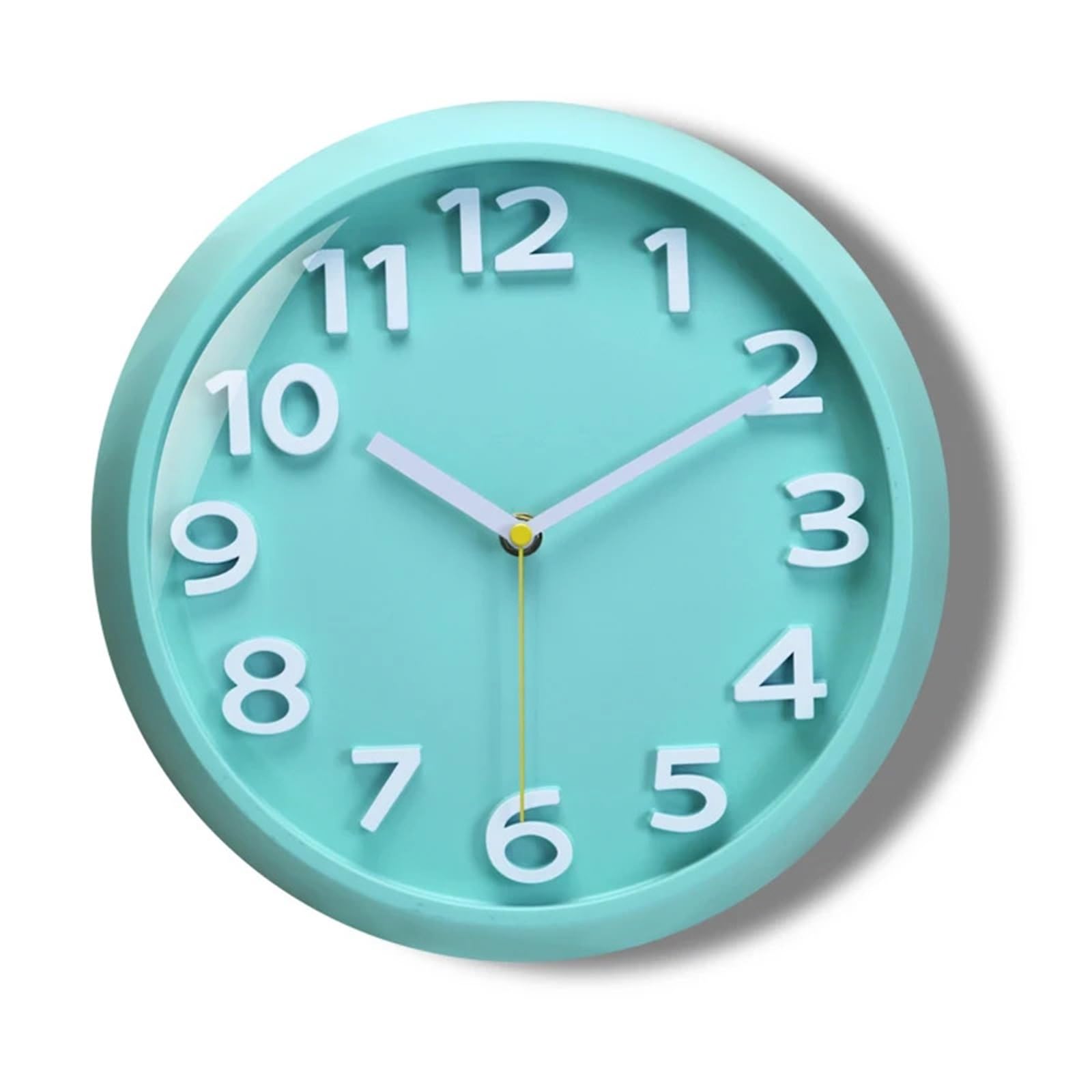 DJSKLDF Wall clock 11 Inch New Cubic Wall Clock Round Simple For School Study Living Room Silent Quartz Movement Alarm Clocks(Light Blue)