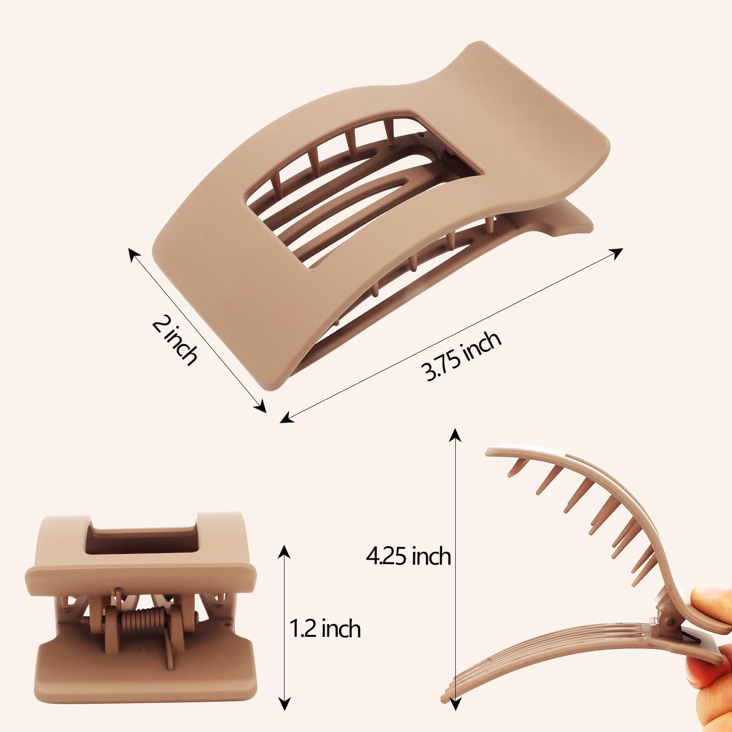 Norbiariz Matte Square Hair Claw Clips for Women 4 Pack Large Resin Hair Clips, Strong Hold Hair Barrettes for Thick Thin Hair - Image 2