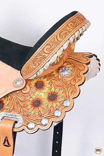 Vista 7 de HILASON Flex Tree Western Horse Saddle American Leather Trail Sillín Americano Sillín de Cuero Sillín Western Sillín para caballos Sillín
