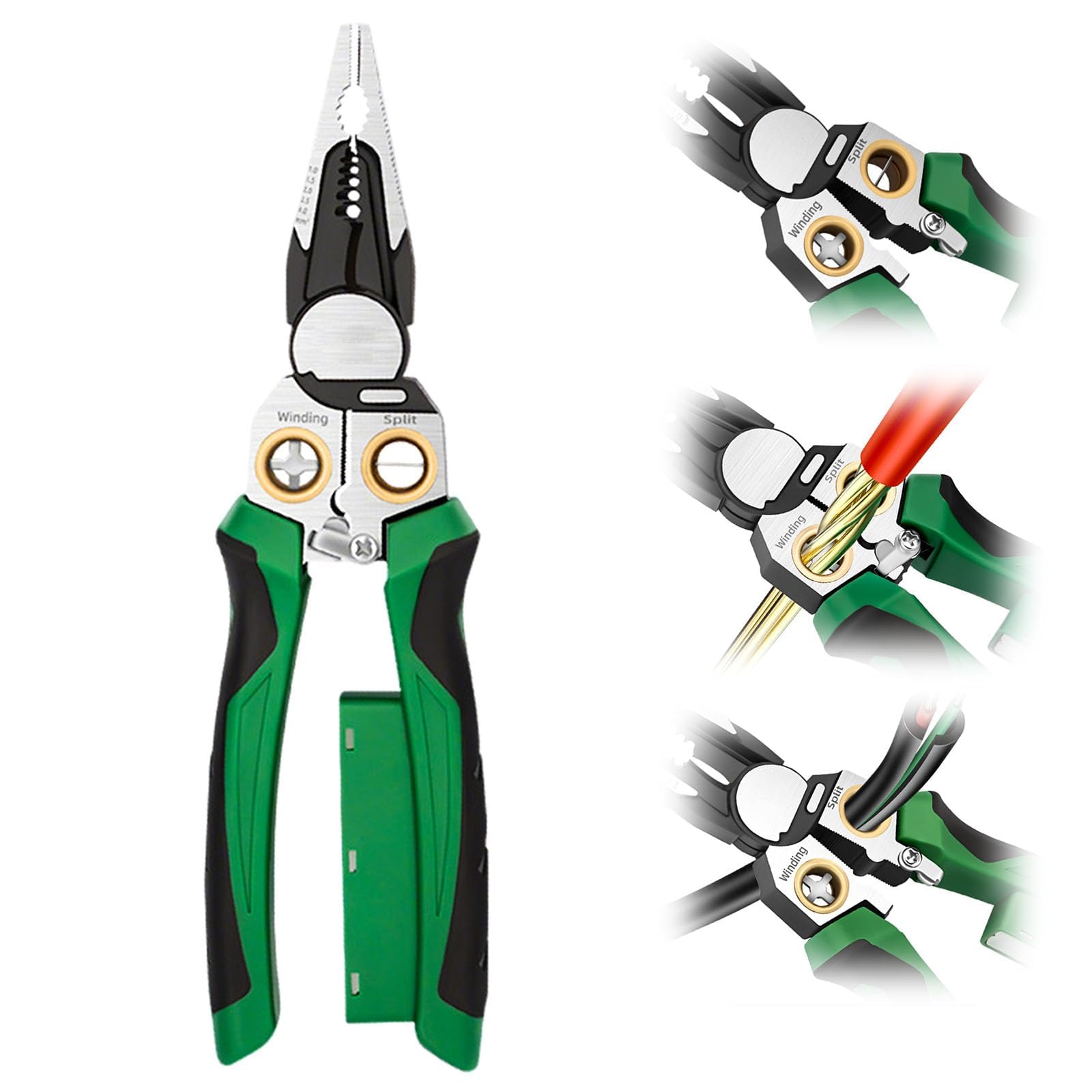 Nhgasgfd Rechargeable 8-In-1 Electrician Pliers With Voltage Tester | Multifunctional Wire Stripper & Cutter For Crimping, Splitting, Pulling | Stainless Steel Electrician Tool