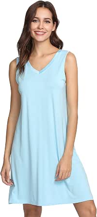 GYS Cooling Bamboo Viscose Sleeveless Nightgown for Women