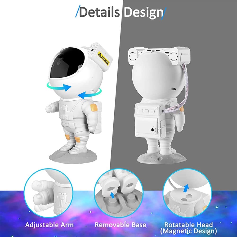 WOLONG Lámpara proyección astronauta,Robot Starry Sky Lights Proyector luz nocturna,Proyector regulable Galaxy Starlight con control remoto,Proyector giratorio luz estrellas y ondas agua