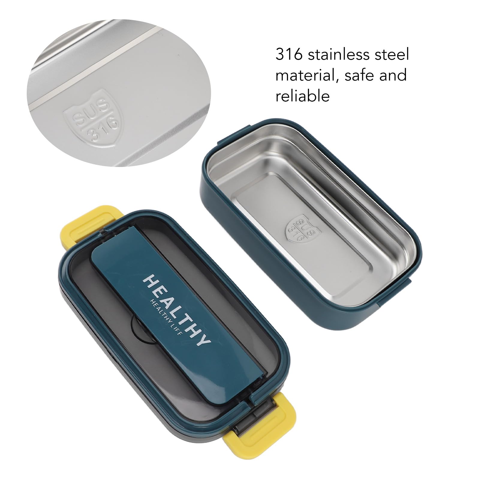 Lekvrije Lunchbox 316 Roestvrijstalen Magnetronbestendige Container, 700 Ml Capaciteit Lunchbox voor Volwassenen voor Schoolkantoor (Blauw groen