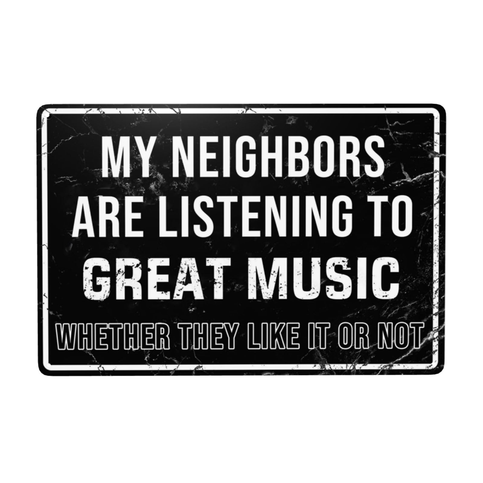 Targa In Latta Vintage 20x30 Cm 'My Neighbors Are Listening To Great Music' – Decorazione Da Parete Per Garage, Bar, Cucina