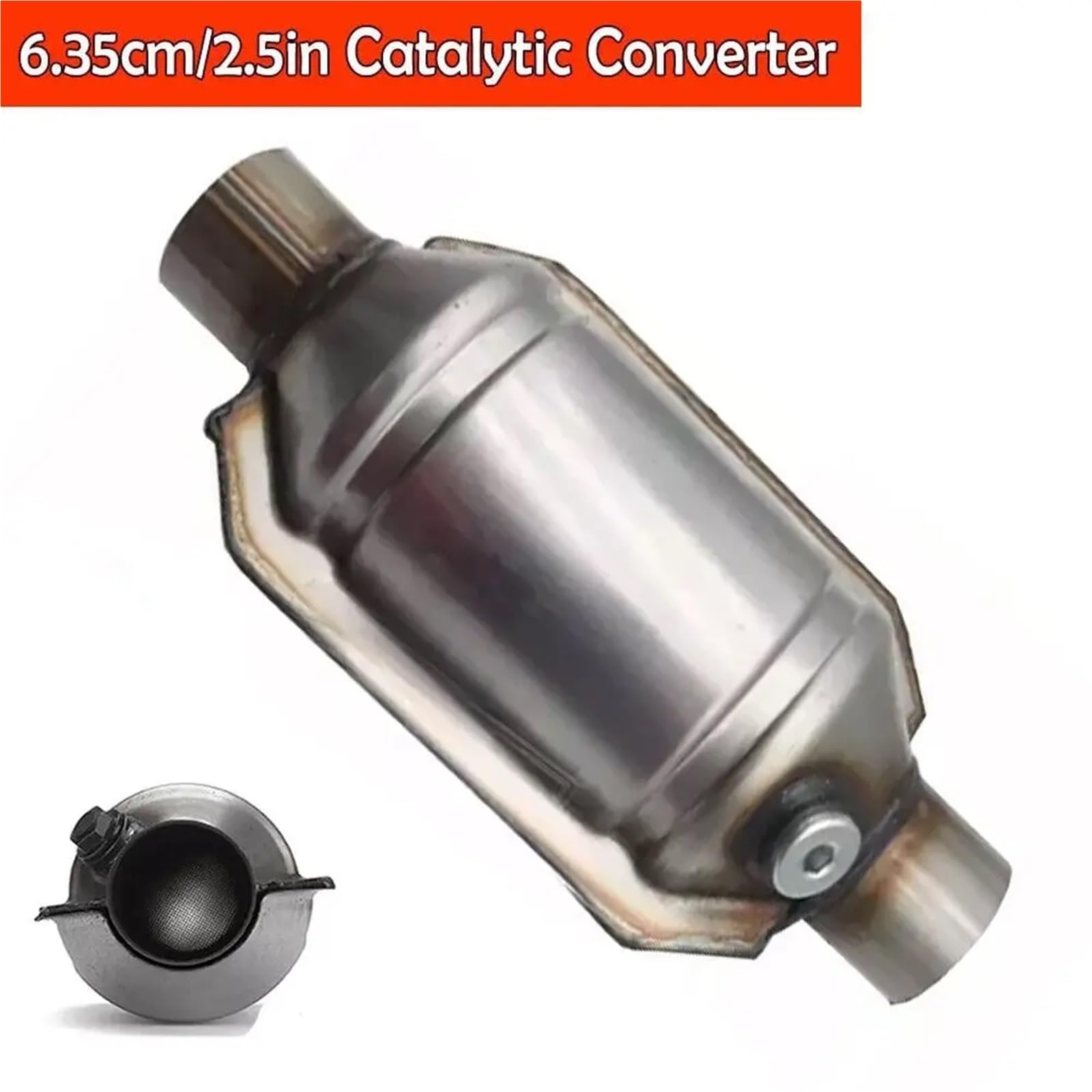 katalizator akcesoria Uniwersalny katalizator samochodowy 2,5" 6,3 cm, sportowy układ wydechowy, 400-komorowy, wysokoprzepływowy, Euro 1, stal nierdzewna