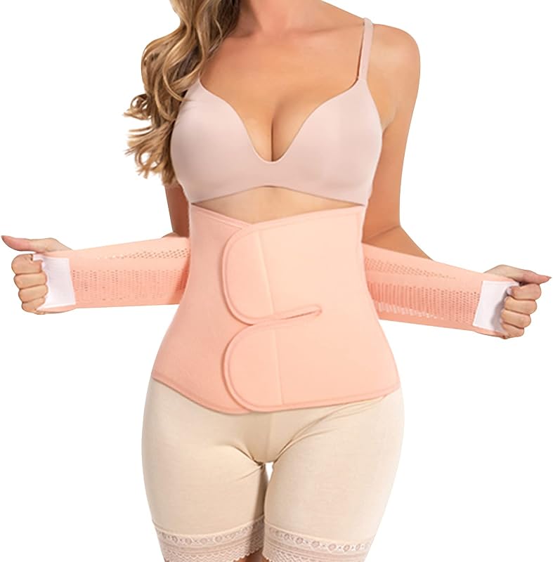 Trendyline Postpartum Belly Band Support: C-Section Recovery Wrap(Pink, M) | Back Support, Abdominal Binder Post Surgery, Helps Improve Posture, Relieve Incision/Back Pain While Getting Up & Coughing