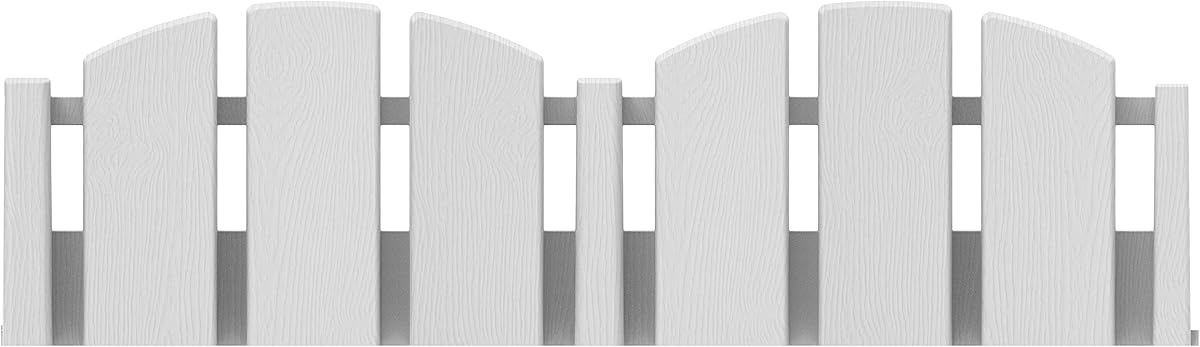 EasyFlex No-Dig Landscape Edging with Anchoring Spikes, 4.5 in. Tall Decorative Adirondack Wood-Look Fence Garden Border, 15 Foot Kit, White (3600WT-15C-6)
