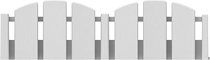 EasyFlex No-Dig Landscape Edging with Anchoring Spikes, 4.5 in. Tall Decorative Adirondack Wood-Look Fence Garden Border, 15 Foot Kit, White (3600WT-15C-6)
