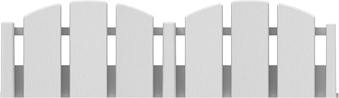 EasyFlex No-Dig Landscape Edging with Anchoring Spikes, 4.5 in. Tall Decorative Adirondack Wood-Look Fence Garden Border, 15 Foot Kit, White (3600WT-15C-6)