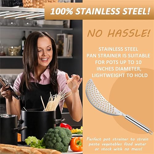 Miniatura 6 de Paquete de 2 coladores de acero inoxidable para grasa, para pasta, escurridor de mano para diferentes ollas, herramienta de cocina