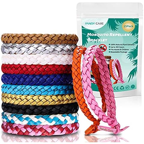 Mosquito Repellent Bracelet 15 Pack, PandyCare Mosquito Bands for Adults, Kids & Babies - Premium Quality, DEET-Free Natural Wristbands, Protection Insects up to 300 Hours Cover