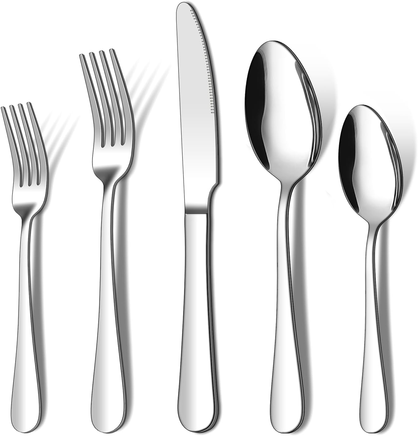 ENLOY 20 Pieces Flatware Set, 18/0 Stainless Steel Utensils, Service for 4, Heavy Duty Silverware Gift, Heavyweight Cutlery, Dishwasher Safe, Mirror Polished Dinner Knife, Fork, Spoon for Restaurant