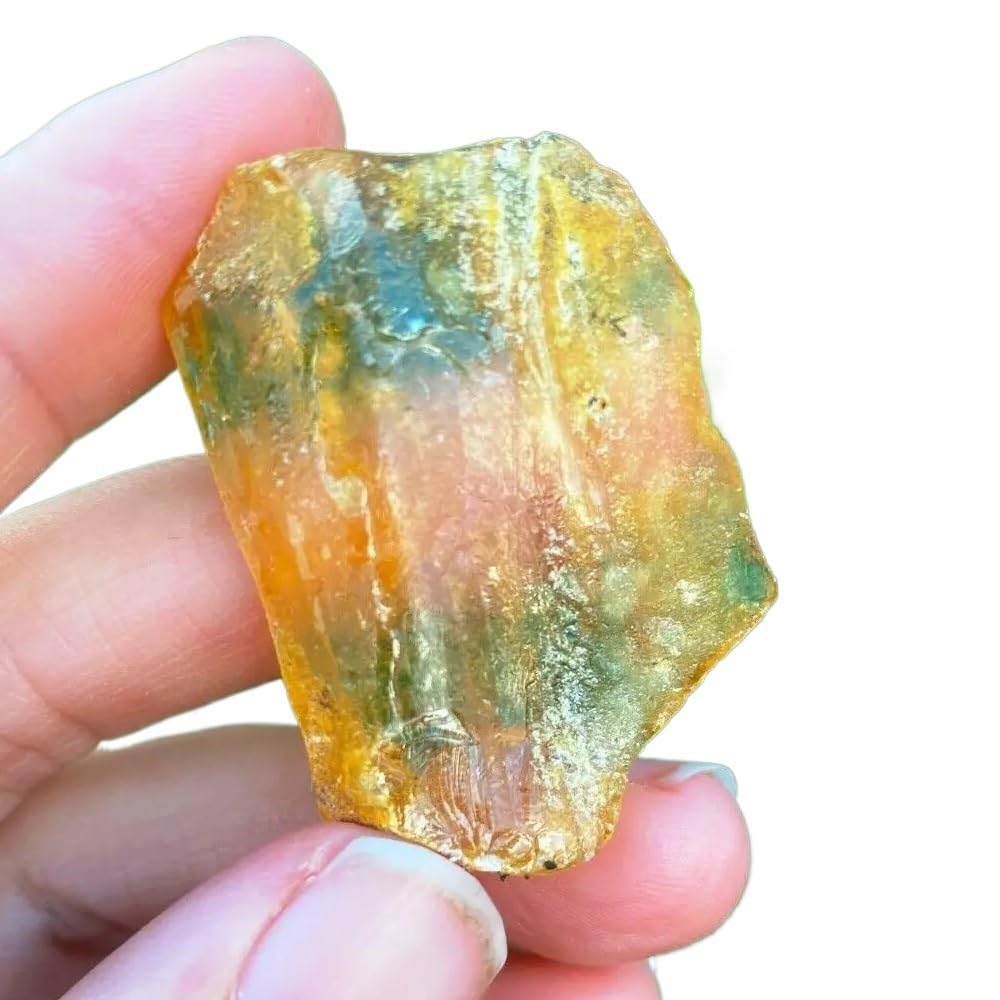 MDBJTCYZN Stone Yellow Amber Calcite raw Crystal gem Collection of Rough Rock specimens Home Decor(30-40g)