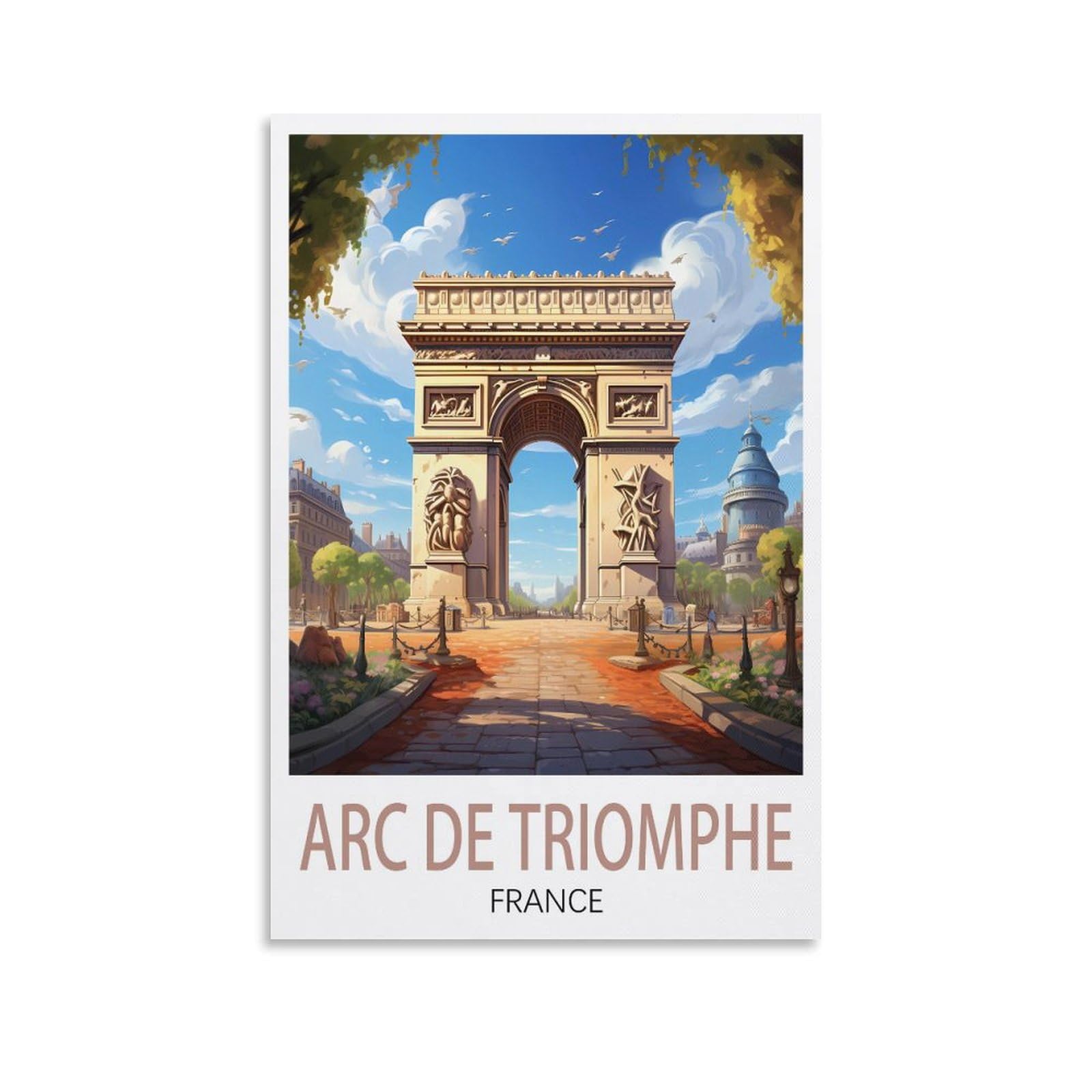 Puplum Unframe-Style Arc De Triomphe France Vintage Travel Poster 08X12inch(20X30cm) Canvas Wall Art Posters For Living Room Decor Paintings For Home Decor