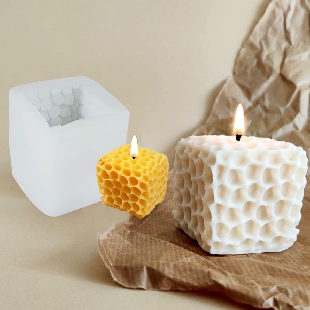 3D Resin Silicone Mould for Art & Craft, DIY, Resin Art, Handles, soap, Chocolate, Candles Making Supplies [1 Silicon Mould - Unique Honey-Bee Comb Design]-picture-24