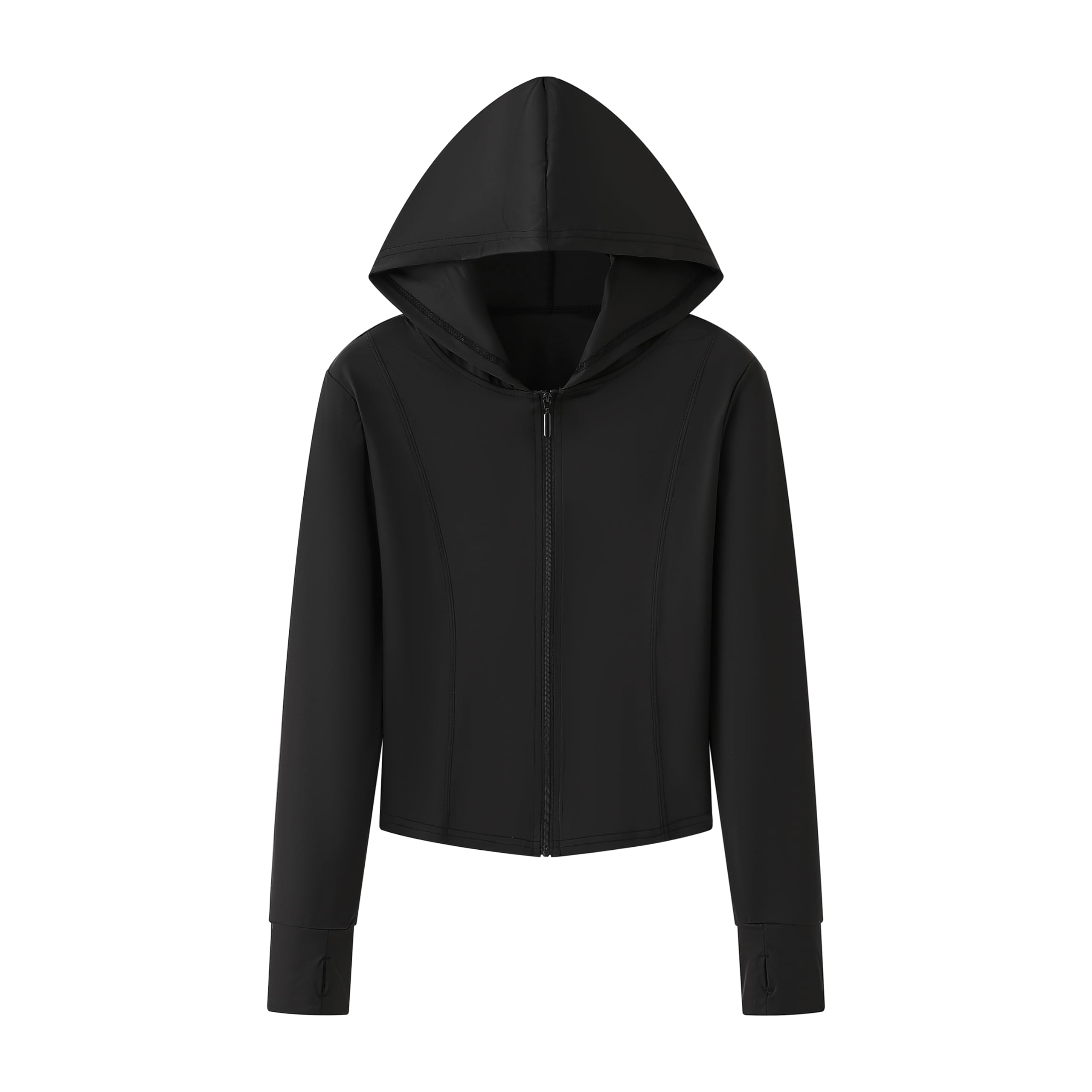 GRECERELLE Veste de course à capuche zippée élégante pour femme - Protection solaire légère - Vêtement d'extérieur d'été