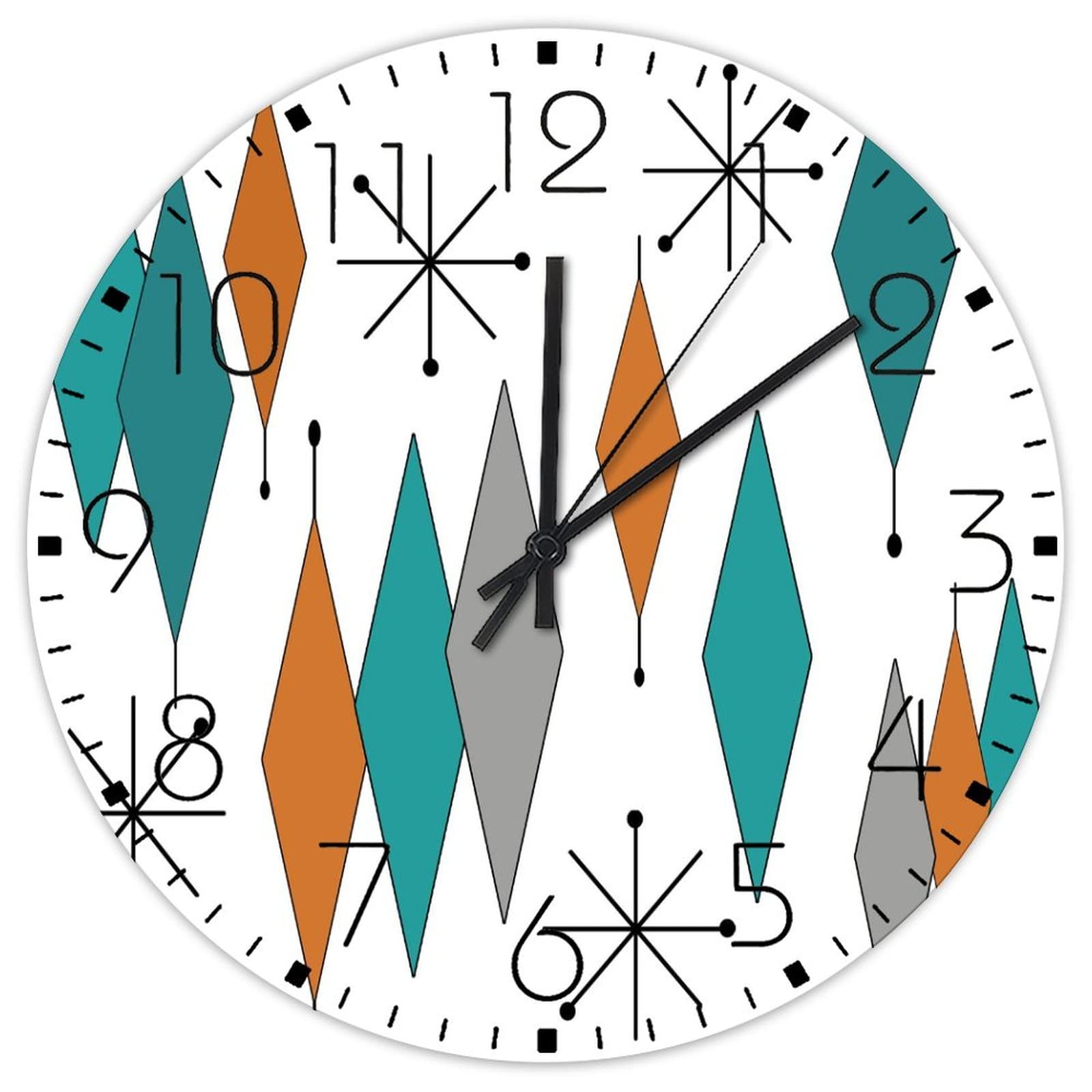 Horloge murale en bois bohème ronde et silencieuse de style géométrique pour décoration loft