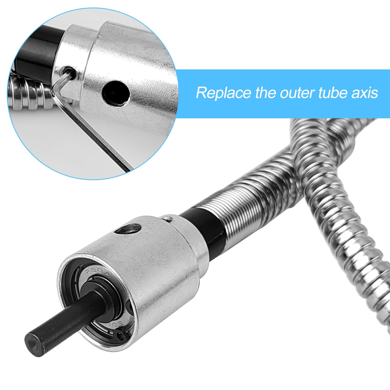 Arbre flexible,Câble d'extension, Arbre de perçage flexible, Accessoires pour Outils Rotatifs, Arbre de Perceuse avec Diamètre d'articulation de 6mm 43.3" de Longueur, pour Couper, Poncer