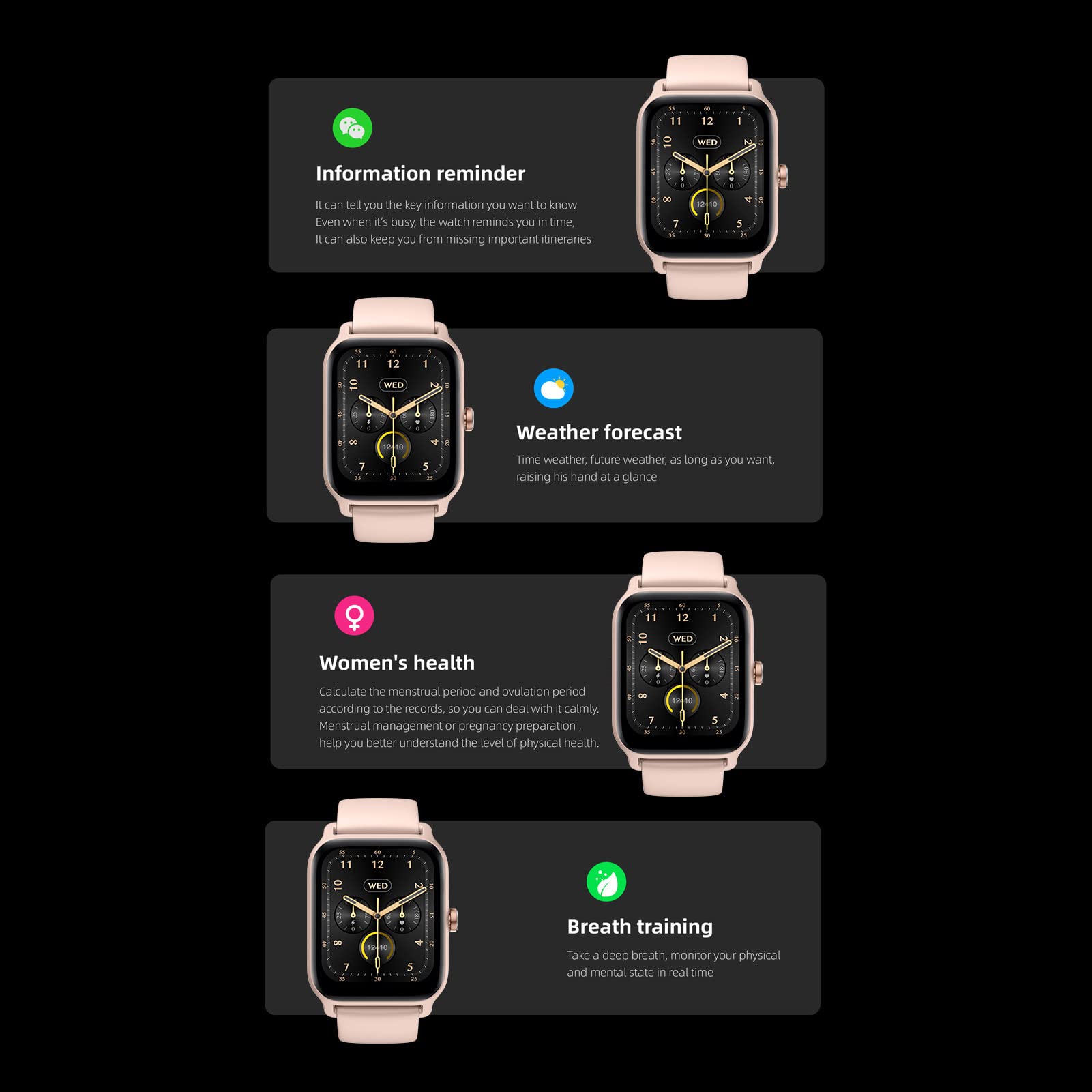 1 8 pollici Smart Watch IP68 per Uomini Donne BT5 3 Registrazione Esercizio Telefoni Android iOS