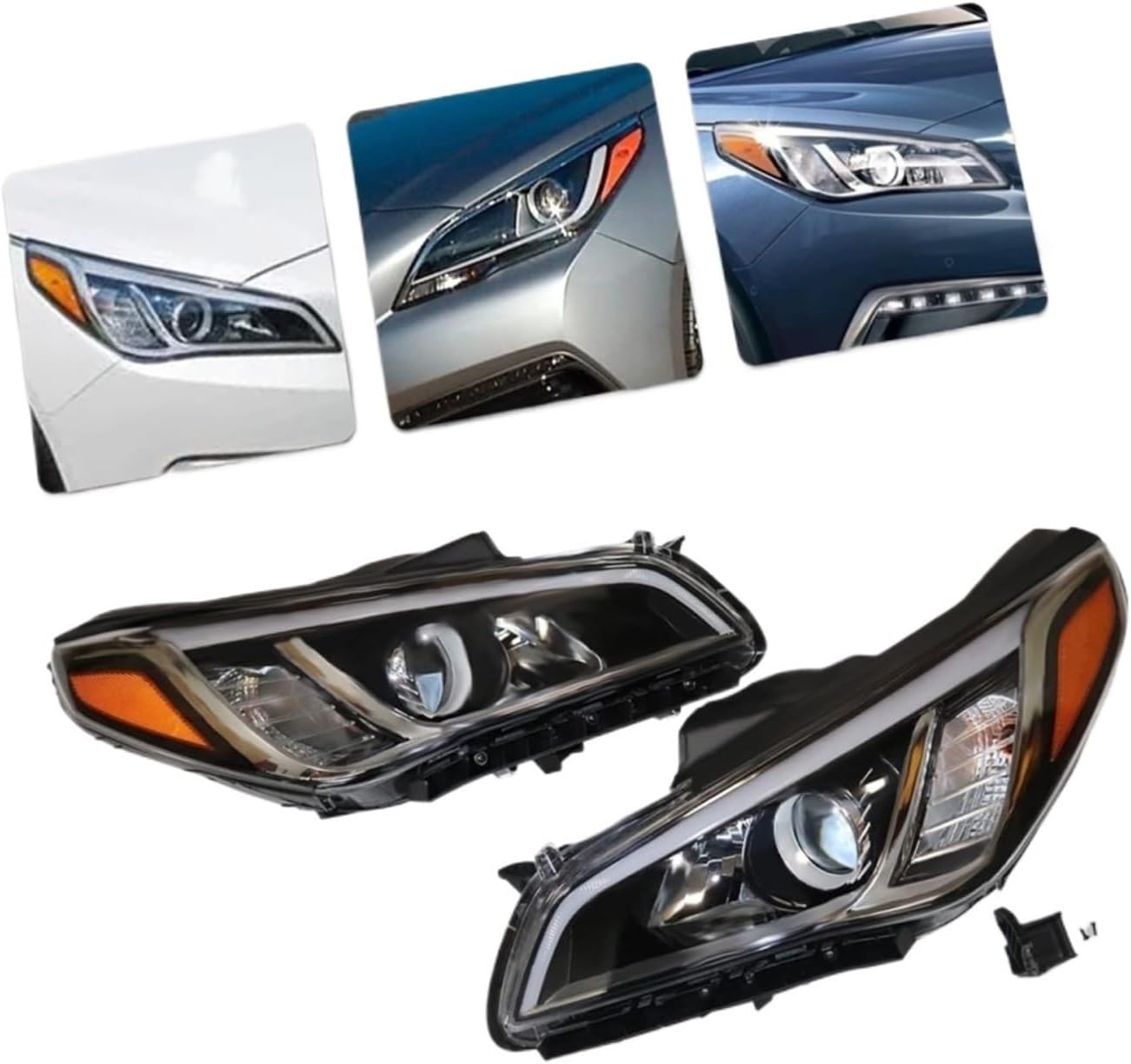 Assembly for 2015-2017 For Hyundai For Sonata Clear Lens Projector Headlamp Replacement Front