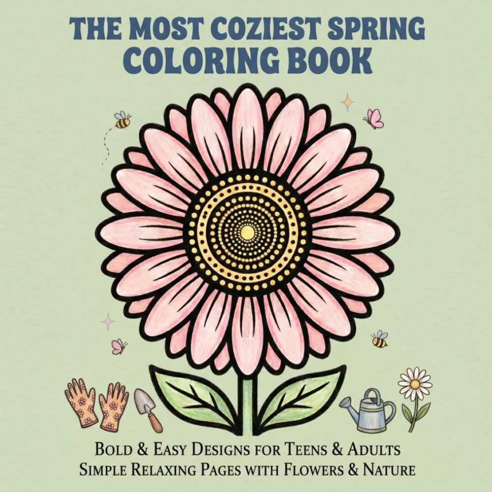 The Most Coziest Spring Coloring Book: Bold & Easy Designs for Teens & Adults | Simple Relaxing Pages with Flowers & Nature (The Most Coziest Coloring Books)