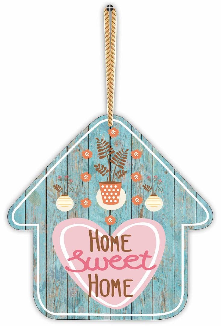 CVANU Home Sweet Home in Pink Heart UV Printed MDF Door Hanging Board for Home, Front Door, Wall Decoration and Gift-Worthy, Size(8inch X 8inch) Multicolor_cv4