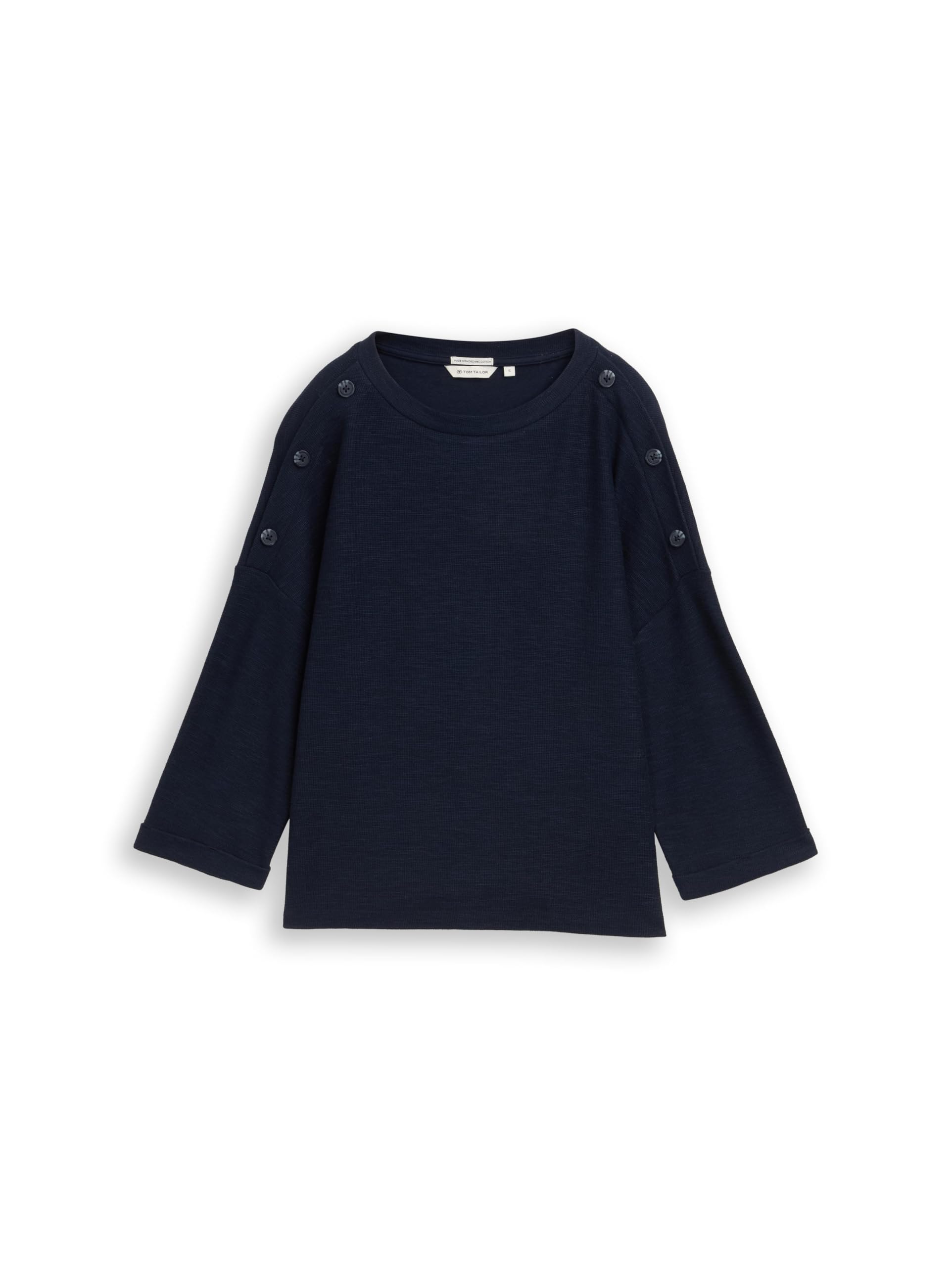 TOM TAILOR Damen T-Shirt mit Schulterknöpfen