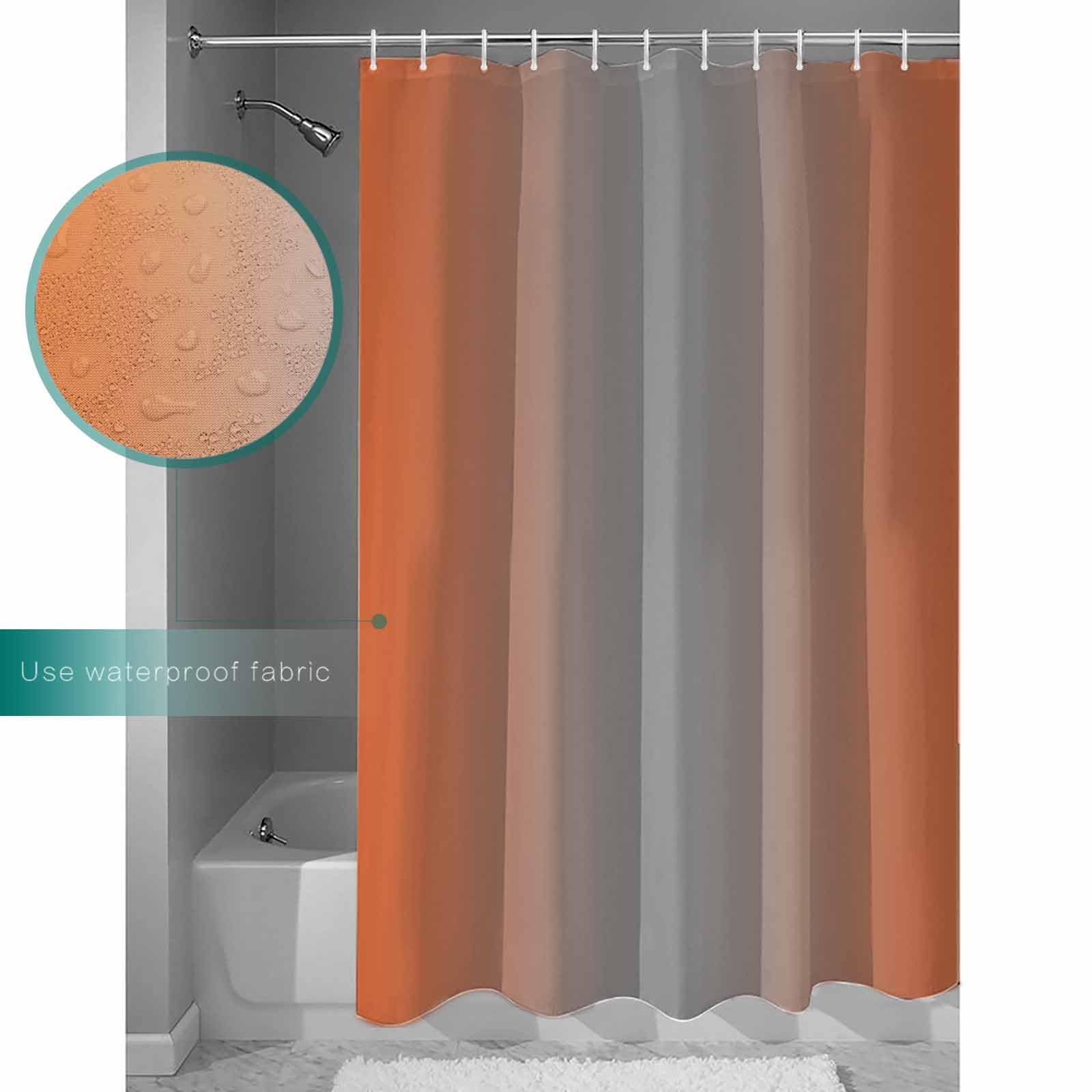 Lnond No Hook Shower Curtain With Snap-in Liner - Abstract Blue & Orange, 71x74 Inch