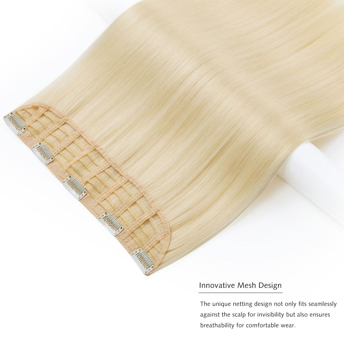 Yamel Clip in Hair Extensions One Piece 5 Clips Long 20 inch Blonde Straight Synthetic Hairpieces 3/4 Full Head Clip in Hair Extension - Image 2