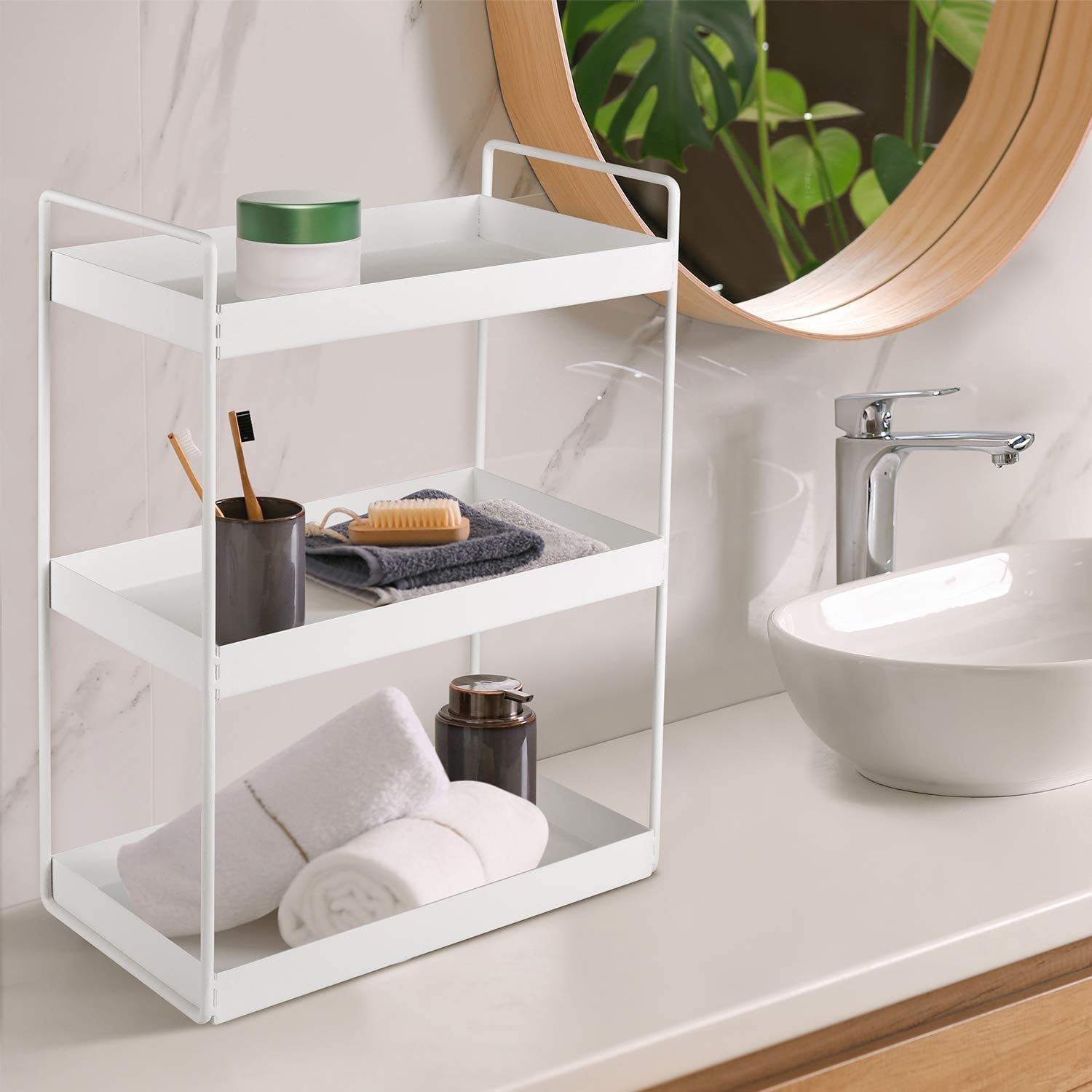 appeasy Multi-Purpose Storage Shelf Rack Modern Design, Premium Iron Build, 3-Layer Freestanding Organizer for Kitchen, Bathroom, Office - Durable, Rust-Proof(Size:- 17x31x43 Cm) 4