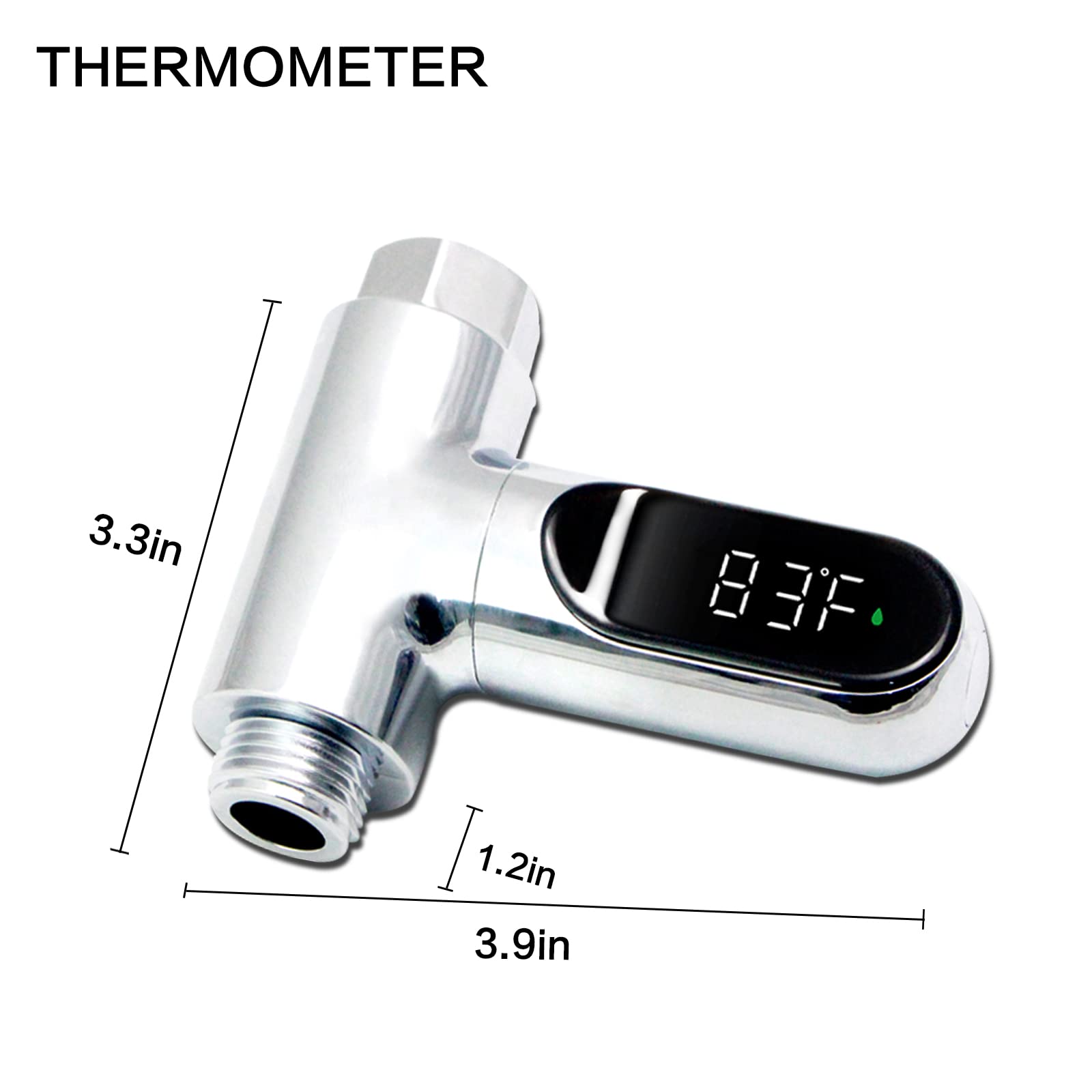 Termómetro de ducha de lectura instantánea para baño, temperatura del agua con pantalla digital LED de 360 °, pantalla giratoria, adecuado para baño de bebé, cocina, cuarto de baño
